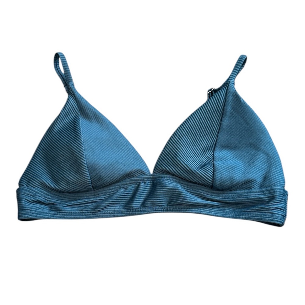 Cupshe | EUC Turquoise Blue Ribbed Bikini Top